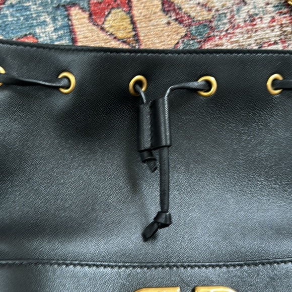 Valentino Garavani VLogo Mini Bucket Bag Black Nappa Leather Gold Chain - Picture 10 of 15